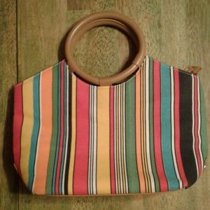 Ego Striped Canvas Handbag